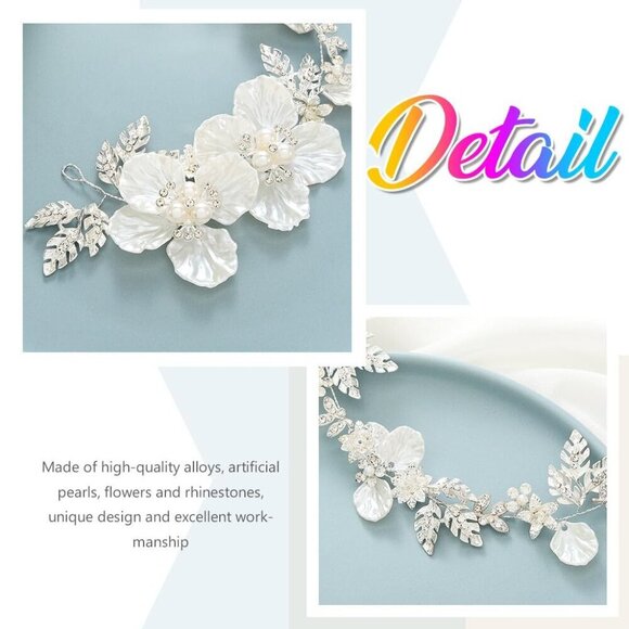 Flower Bridal Hair Vine Silver Wedding Headband Accessories for Women main image 4